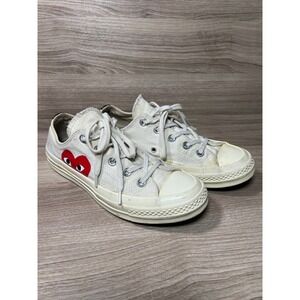Converse CDG PLAY Chuck Taylor 70 Low White Heart Sneakers